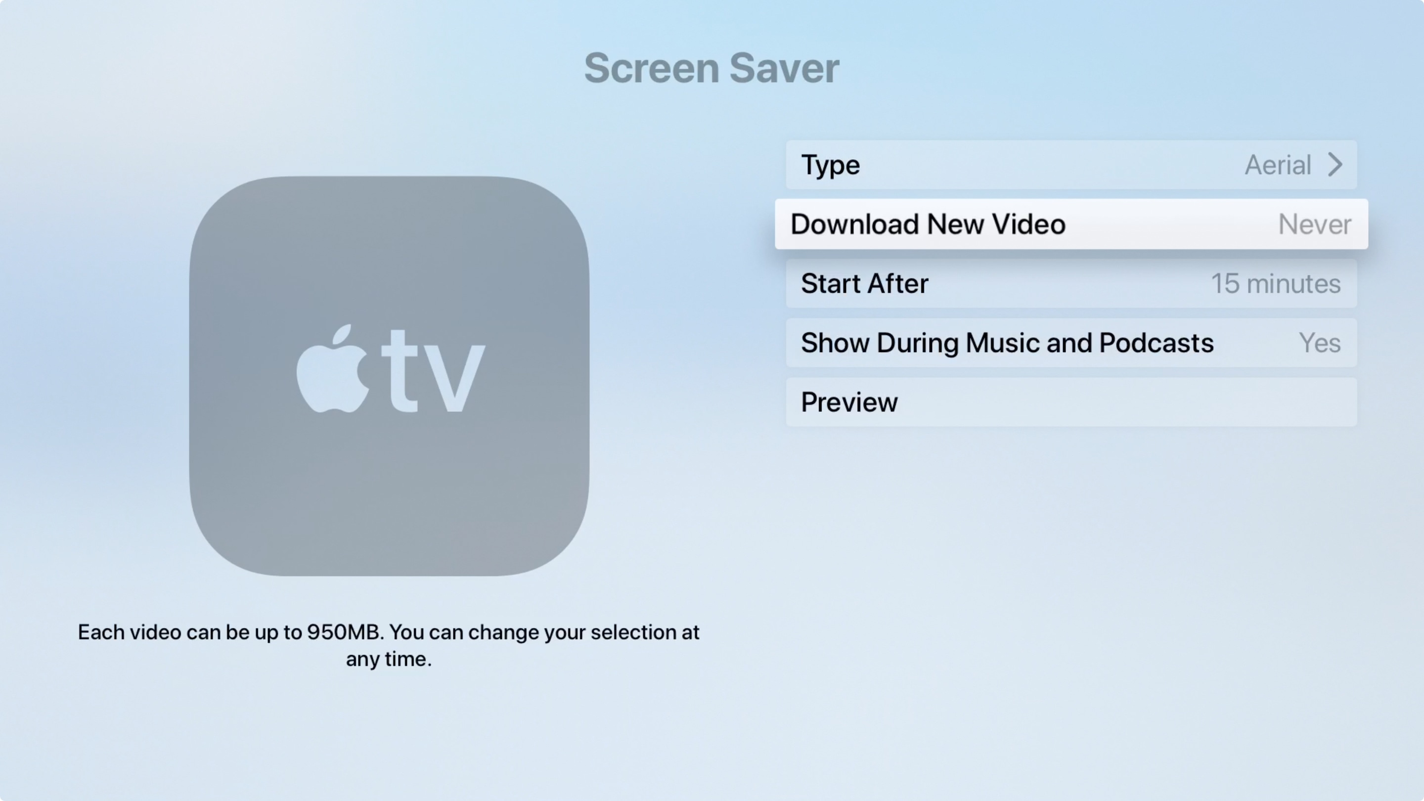 Économiseur d'écran Télécharger Nouveau sur Apple TV