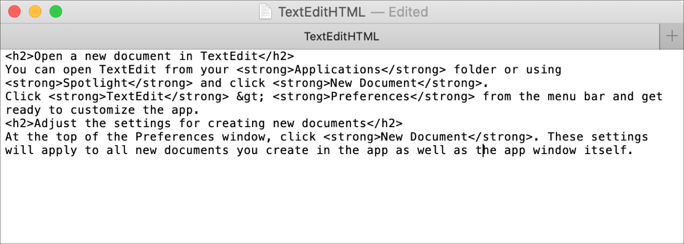Fichier HTML TextEdit