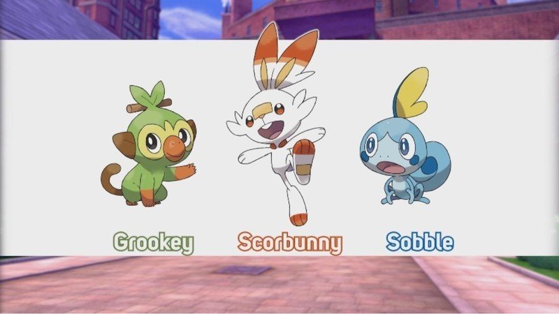 Démarreurs Pokémon épée et bouclier. Grookey, Scorbunny et Sobble