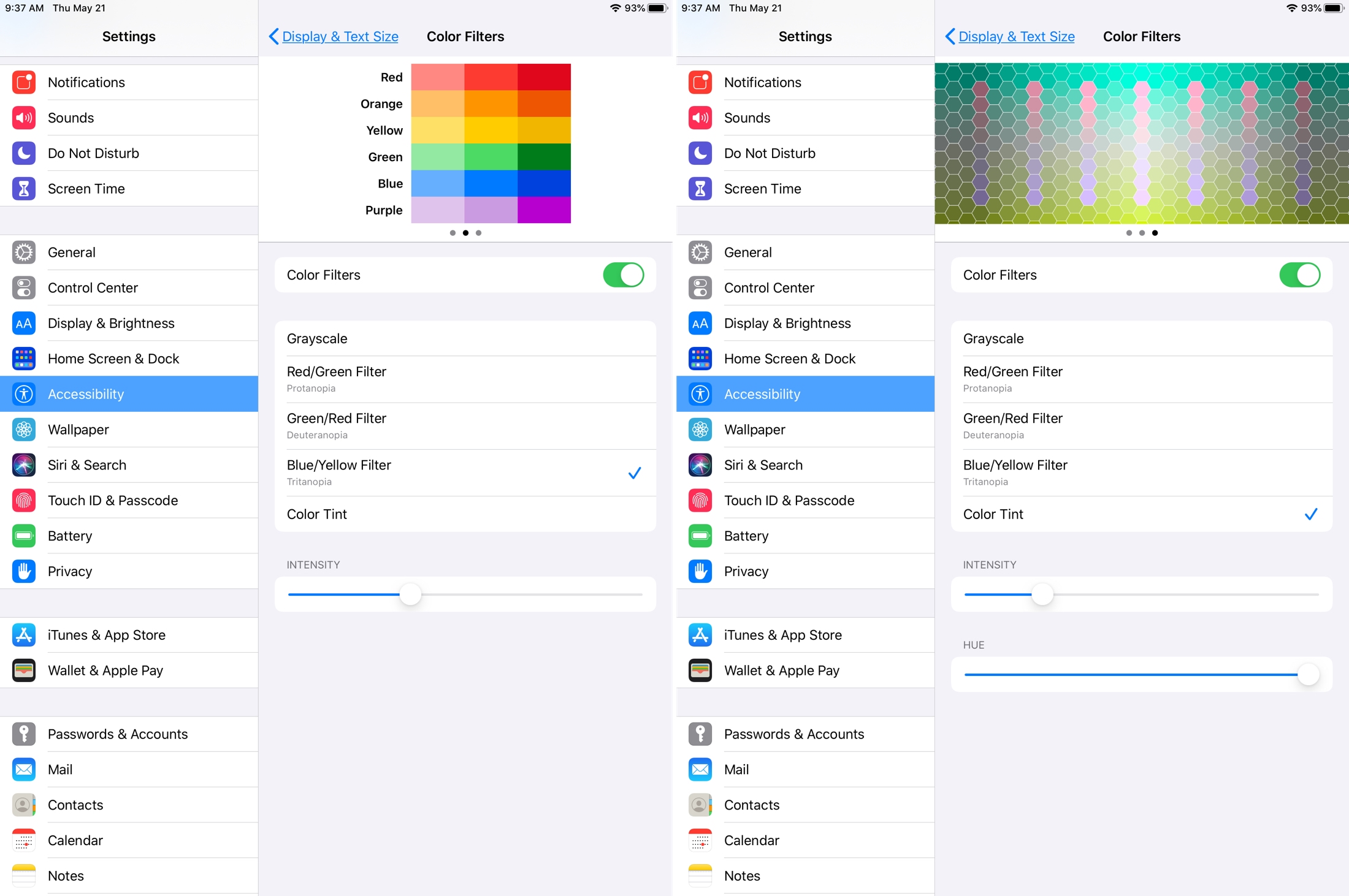 Filtres de couleur d'accessibilité iPad