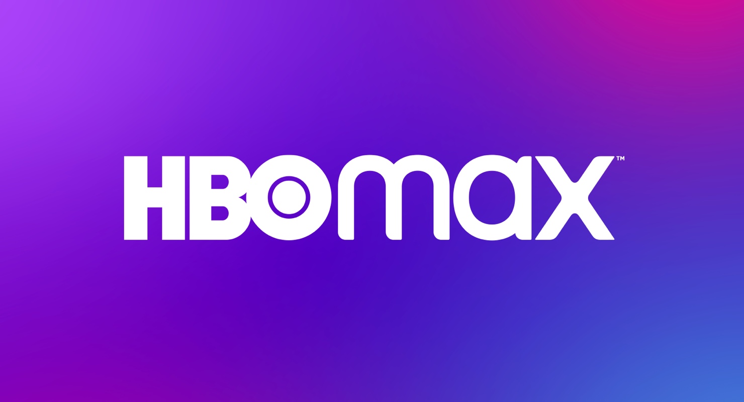 Un logo HBO Max blanc sur un fond dégradé violet