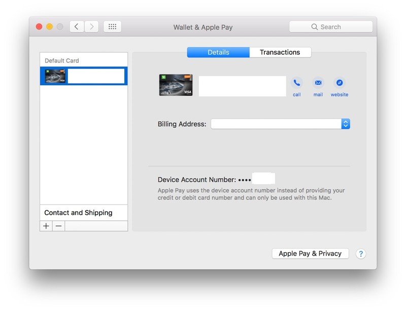 Configuration d'Apple Pay sur Mac montrant les étapes pour afficher les informations d'une carte