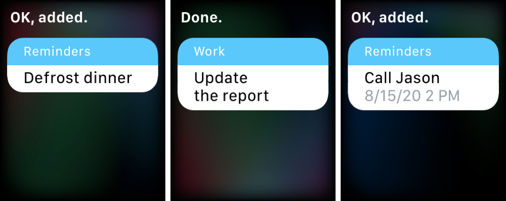Siri Ajouter des rappels Apple Watch