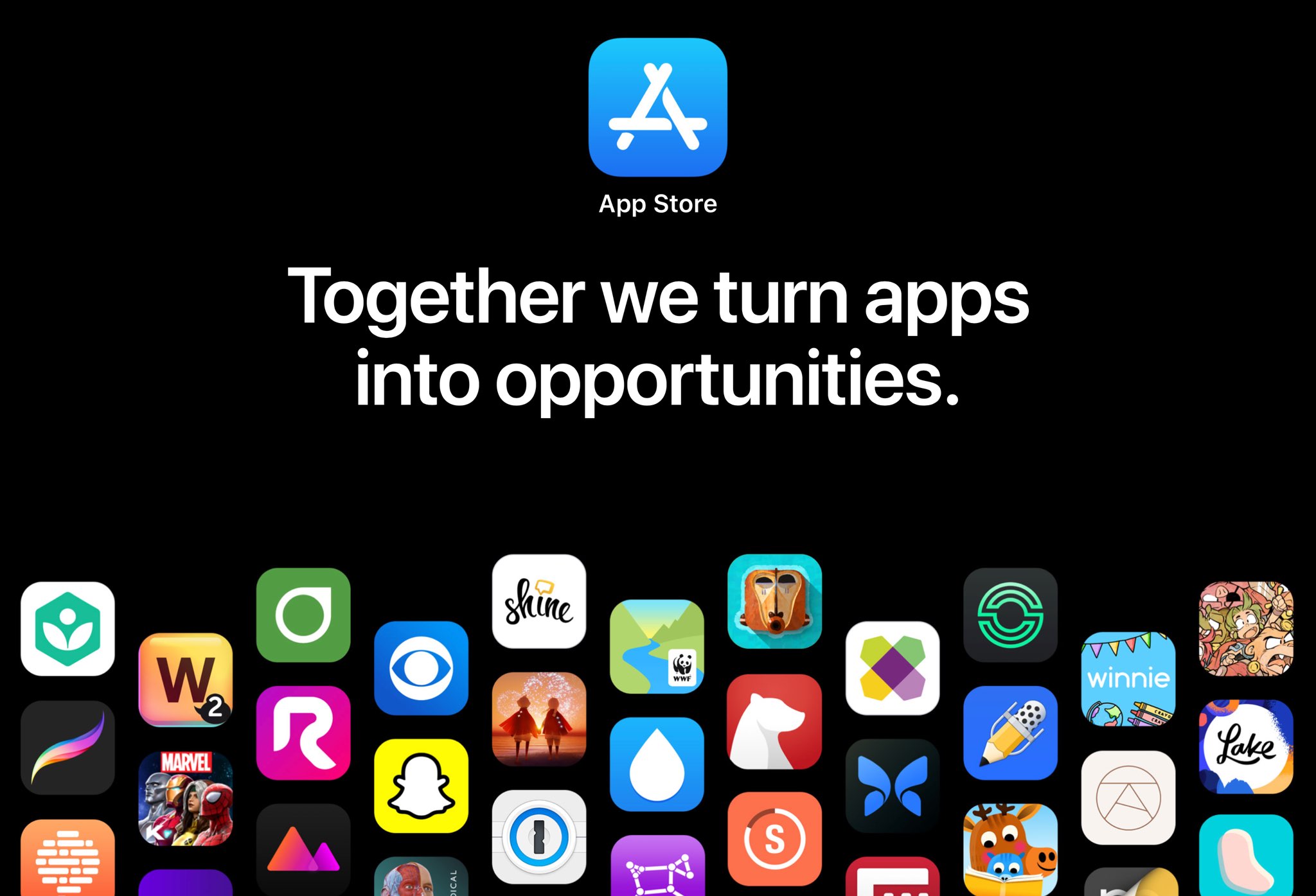 Bannière App Store montrant un tas d'icônes d'application