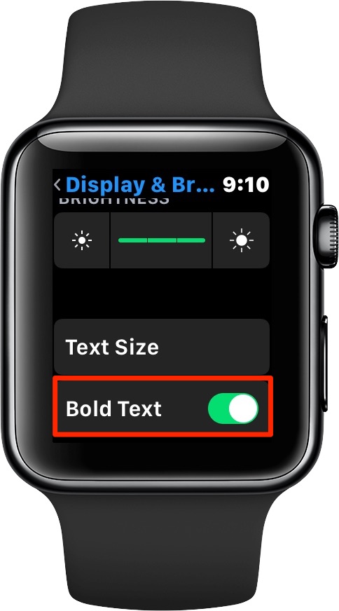 Définition de texte en gras sur Apple Watch