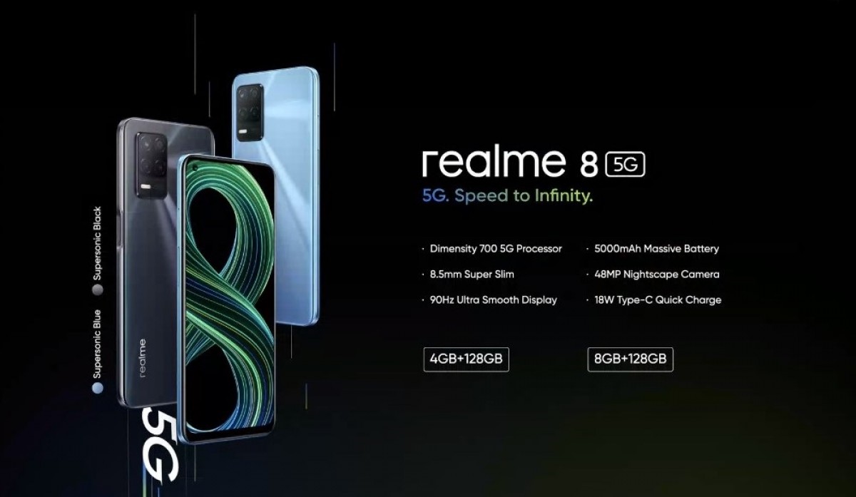Realme 8 5G arrive avec une puce Dimensity 700, un écran LCD 90 Hz et une batterie de 5000 mAh