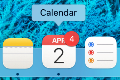 Icône d'application de badge de calendrier dans le Dock sur Mac