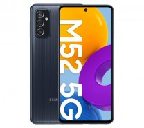 Samsung Galaxy M52 5G en noir, blanc et bleu