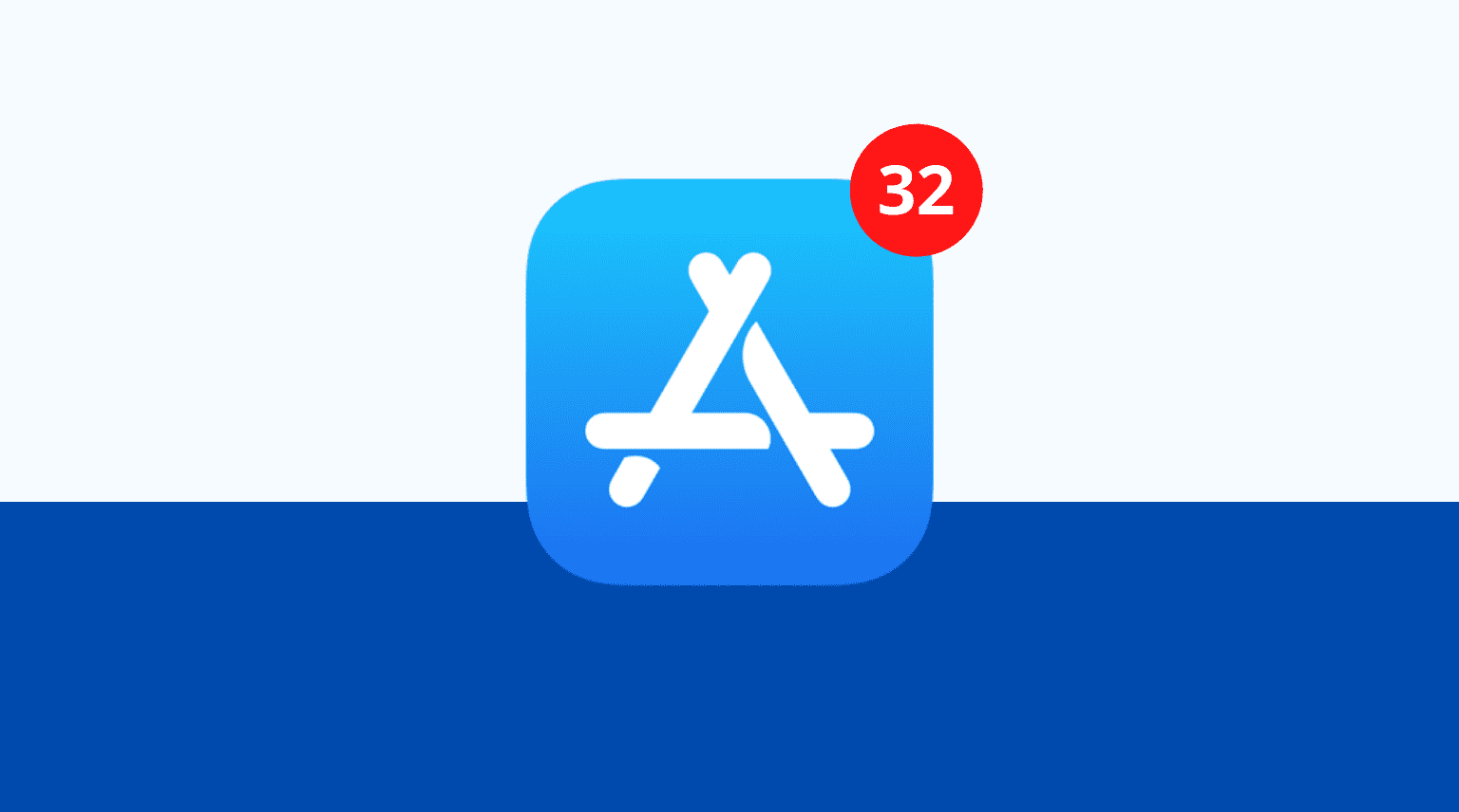 Logo Apple App Store avec mises à jour en attente dans un badge rouge