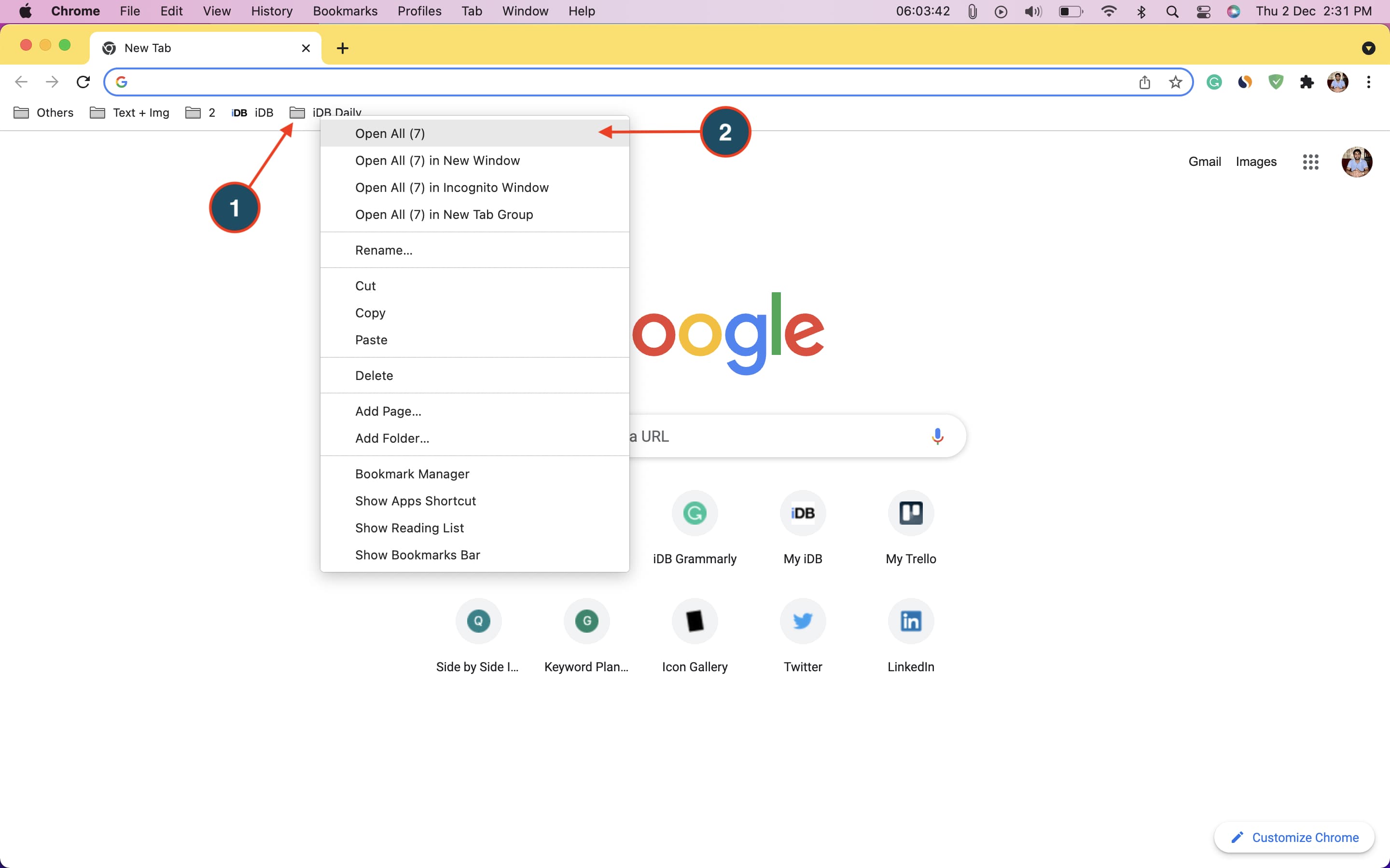 Ouvrez tous les sites ajoutés dans le dossier de favoris Chrome à la fois