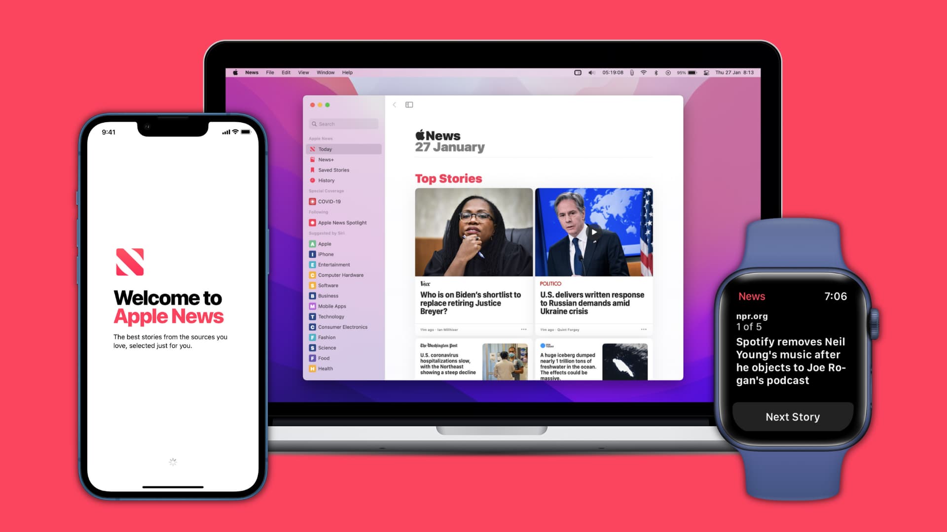 Apple News sur iPhone, Mac et Apple Watch
