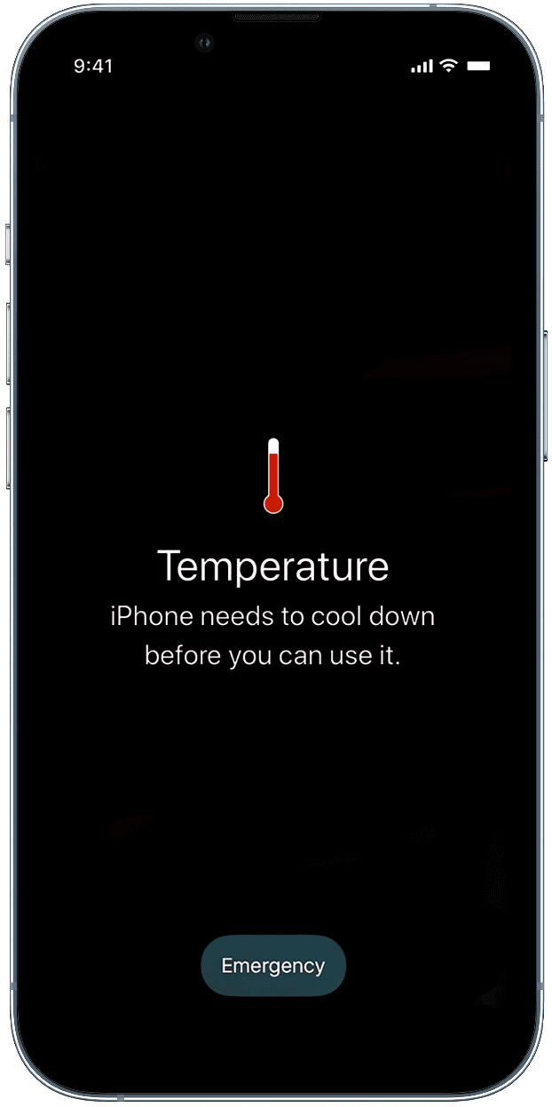 Avertissement de température de l'iPhone à l'écran