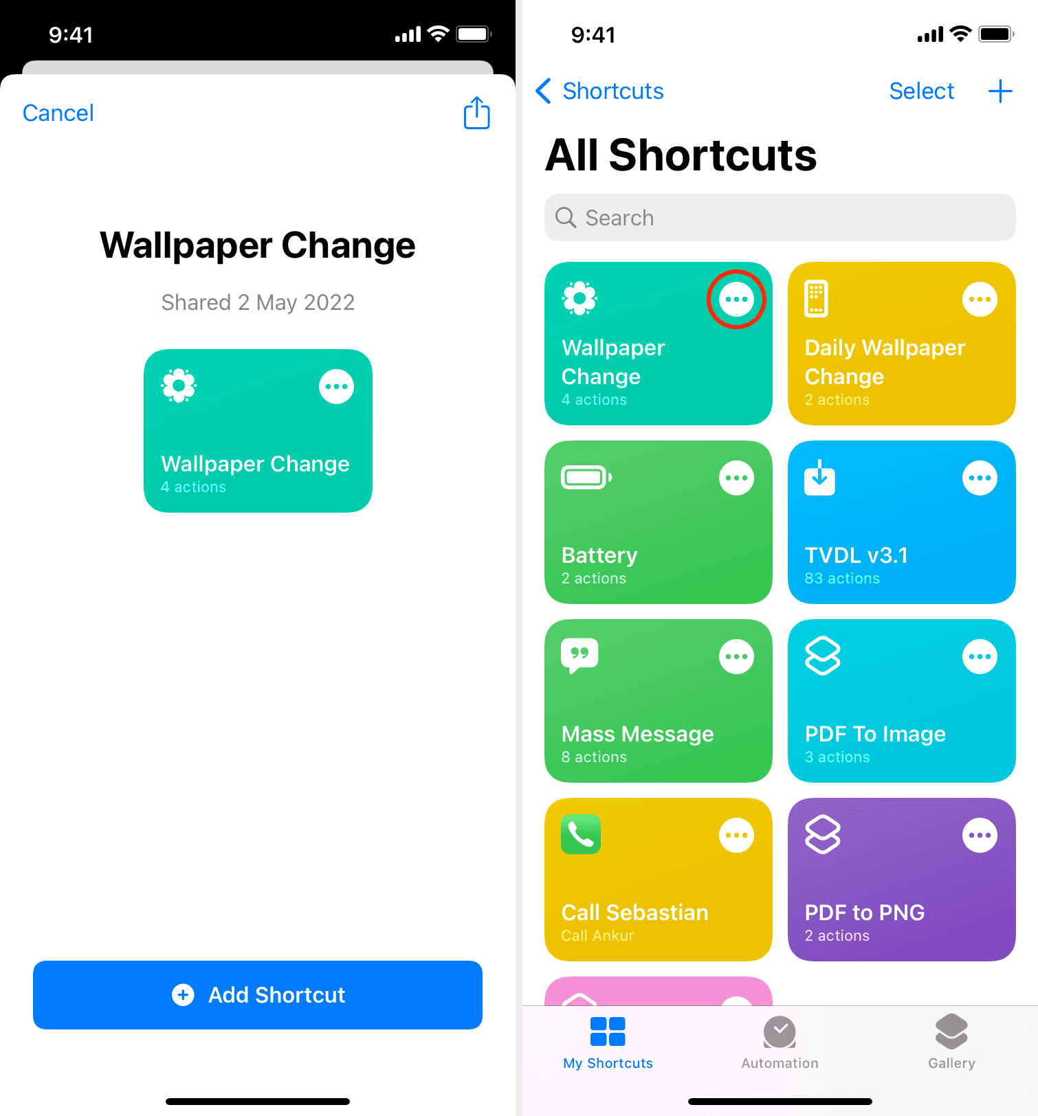 Ajouter le raccourci iOS de changement de fond d'écran à votre iPhone
