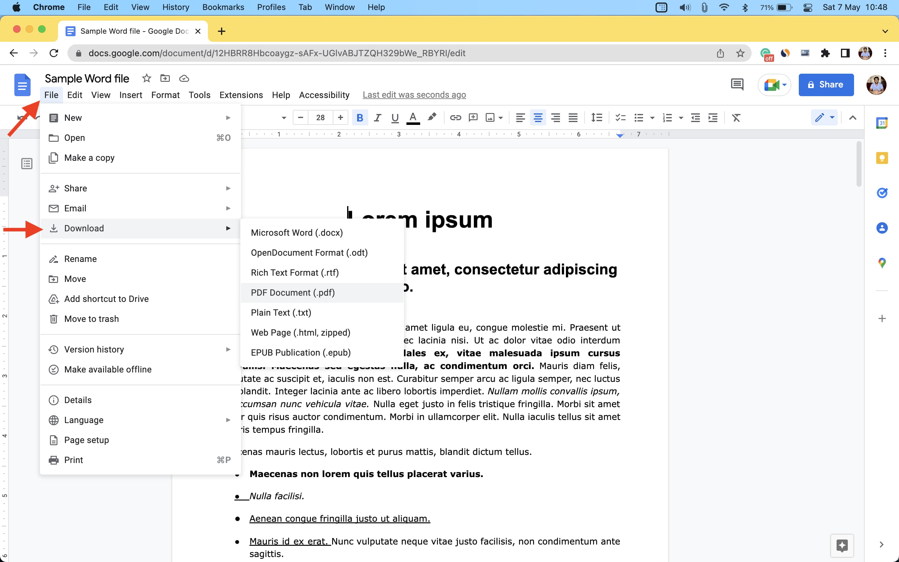 Convertir Word en PDF à l'aide de Google Docs sur Mac ou PC