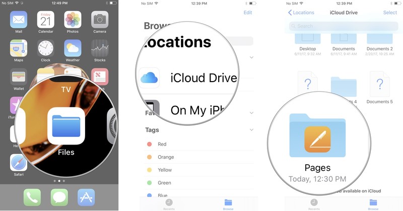 Ouvrir iCloud Drive : Ouvrez Fichiers, puis appuyez sur iCloud Drive, puis sélectionnez un dossier