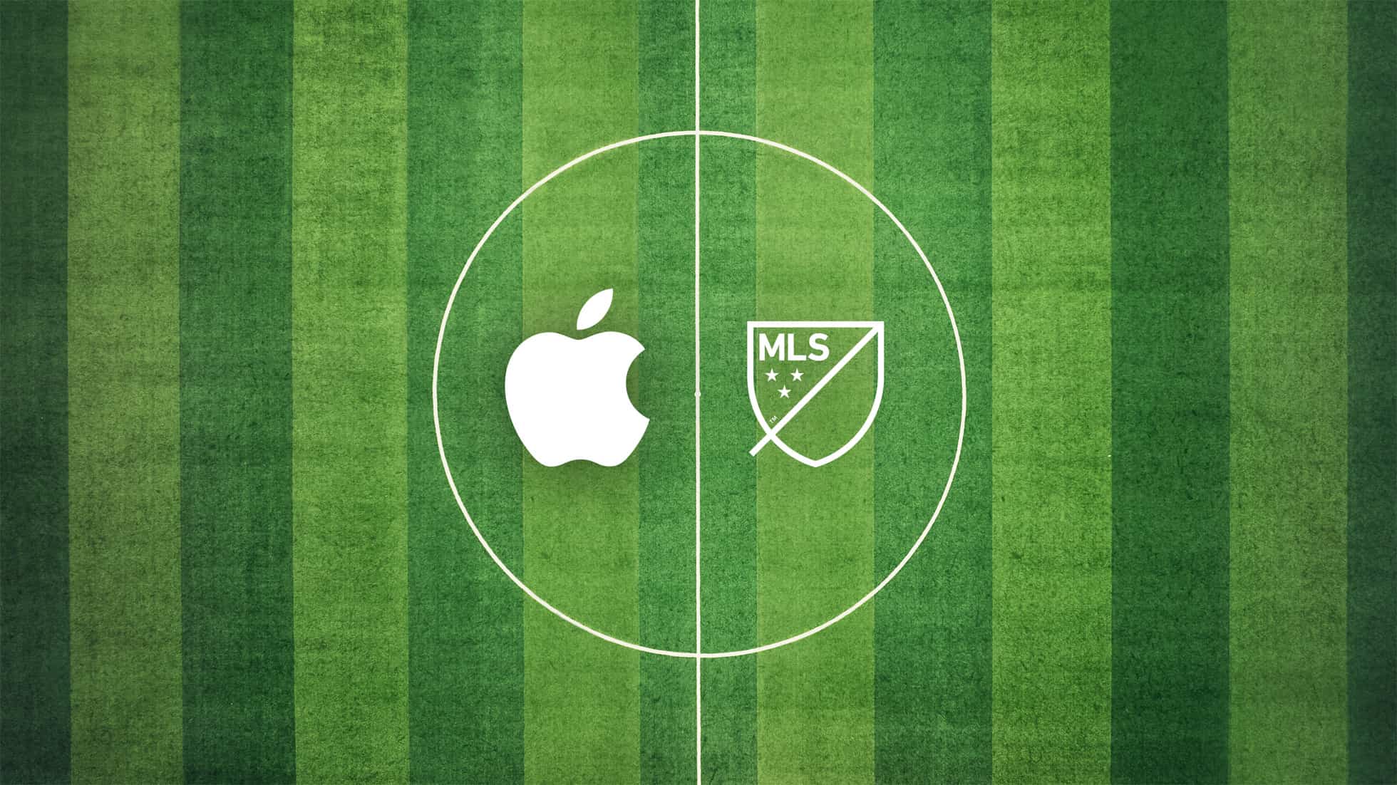 Cette image marketing d'Apple illustre un partenariat exclusif de streaming de contenu de dix ans entre Apple et la Major League Soccer, qui débute en 2023