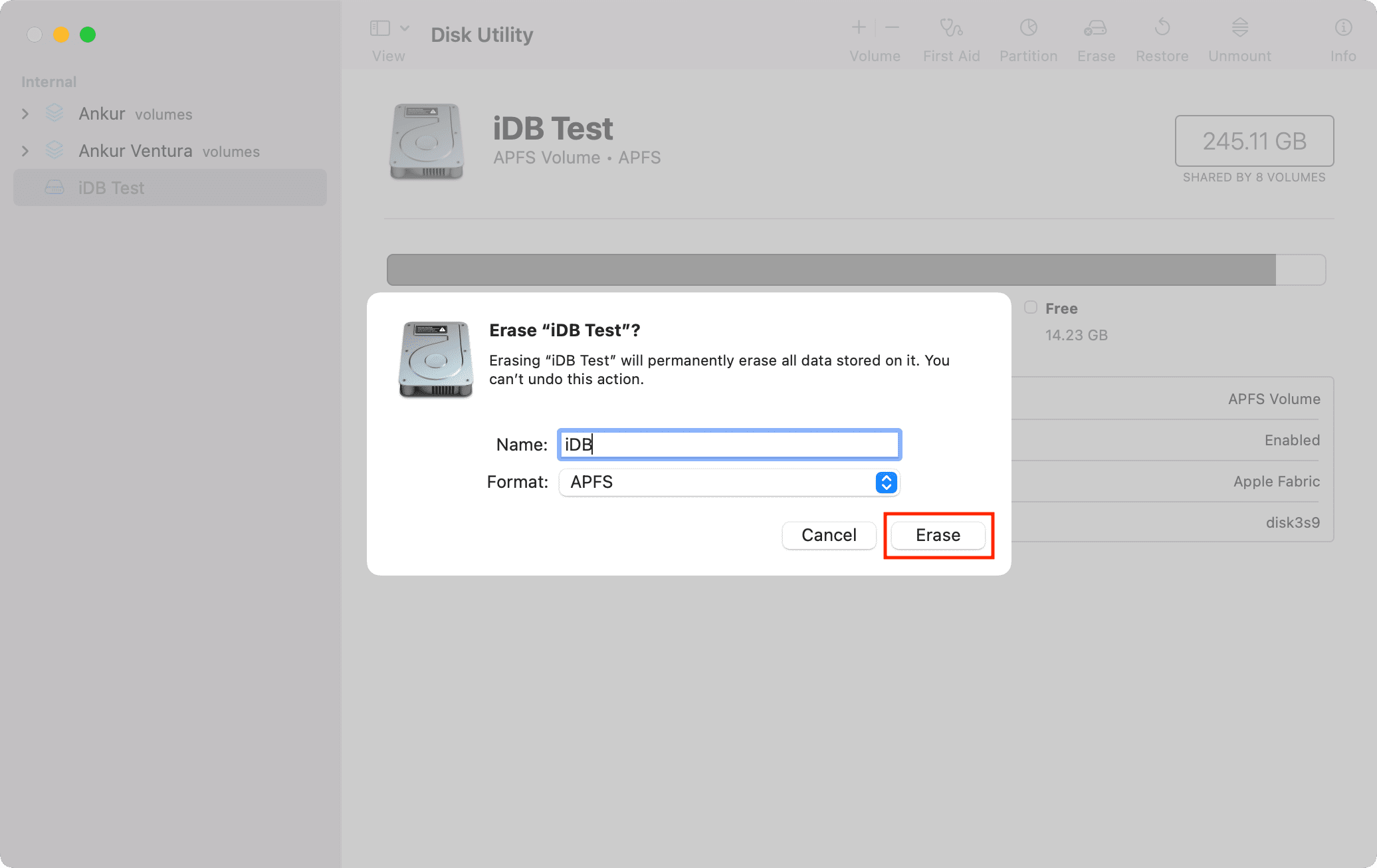 Effacer un volume dans Utilitaire de disque sur Mac