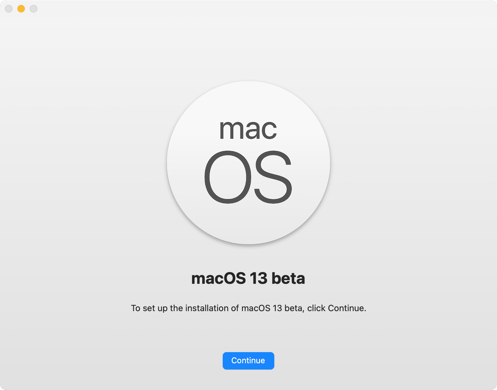 Configurer l'installation de macOS 13 bêta