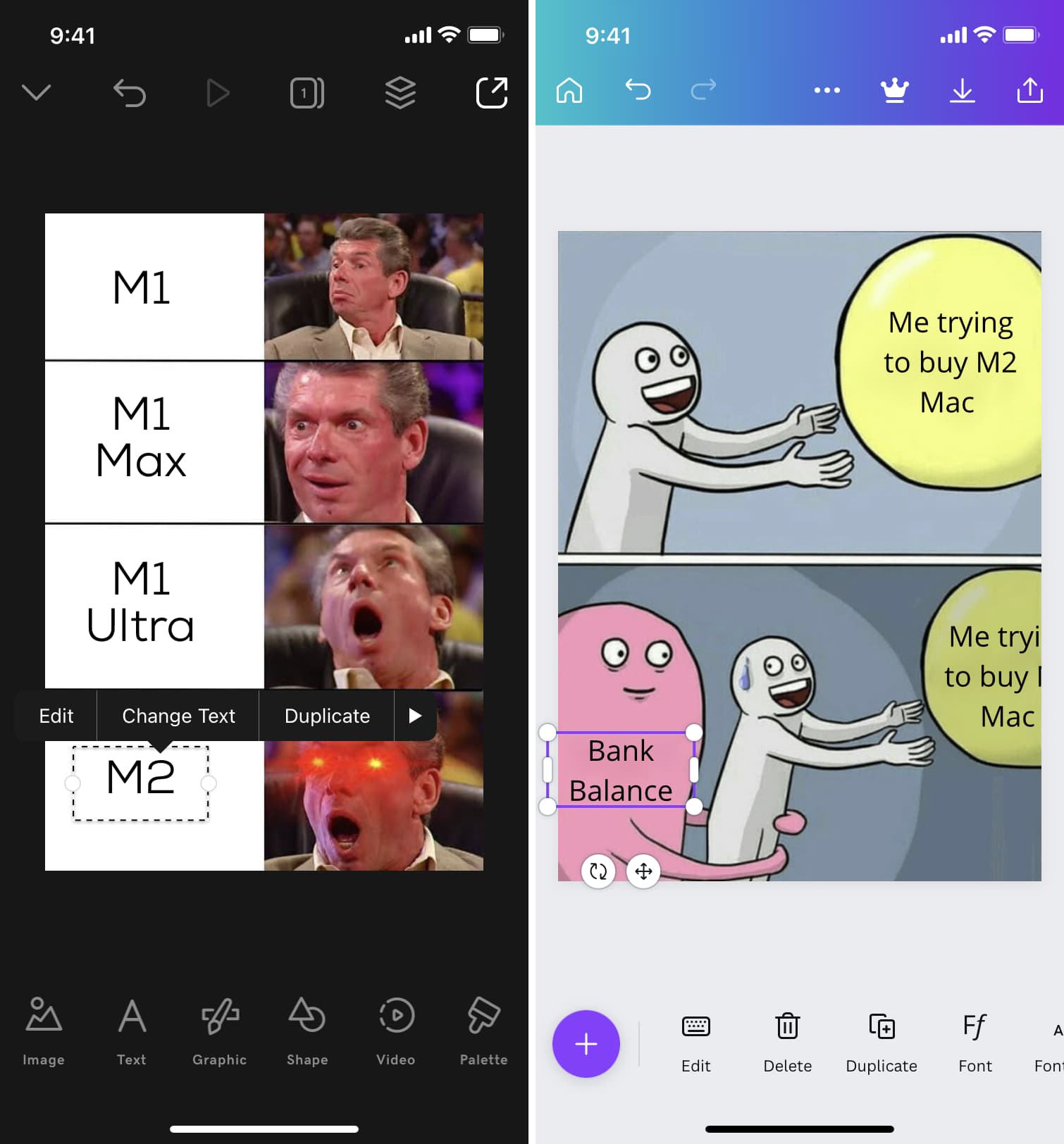 Utiliser Studio et Canva pour créer des mèmes sur iPhone