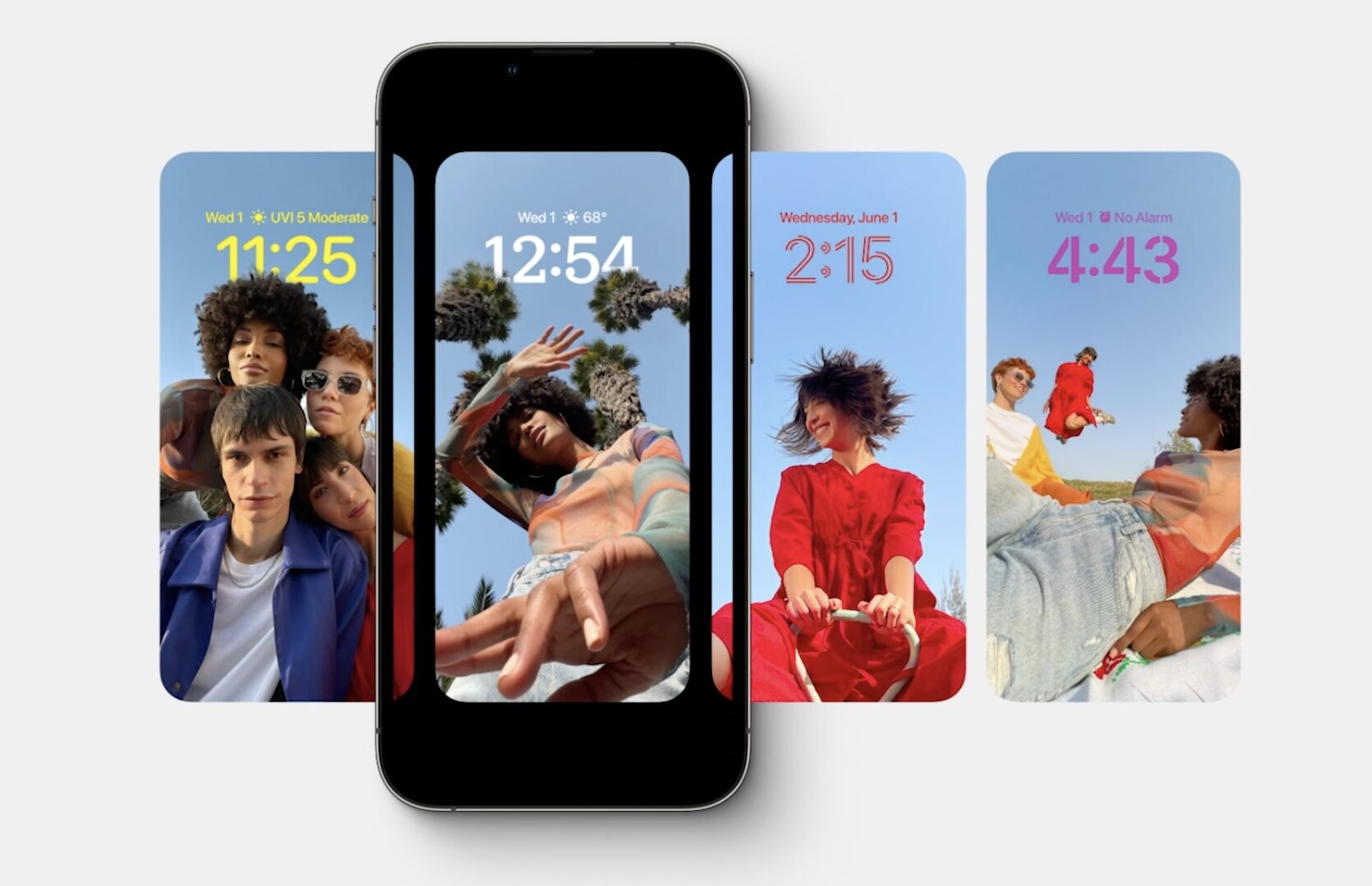 Image marketing d'Apple présentant la nouvelle fonctionnalité Lock Screen Builder d'iOS 16 sur iPhone