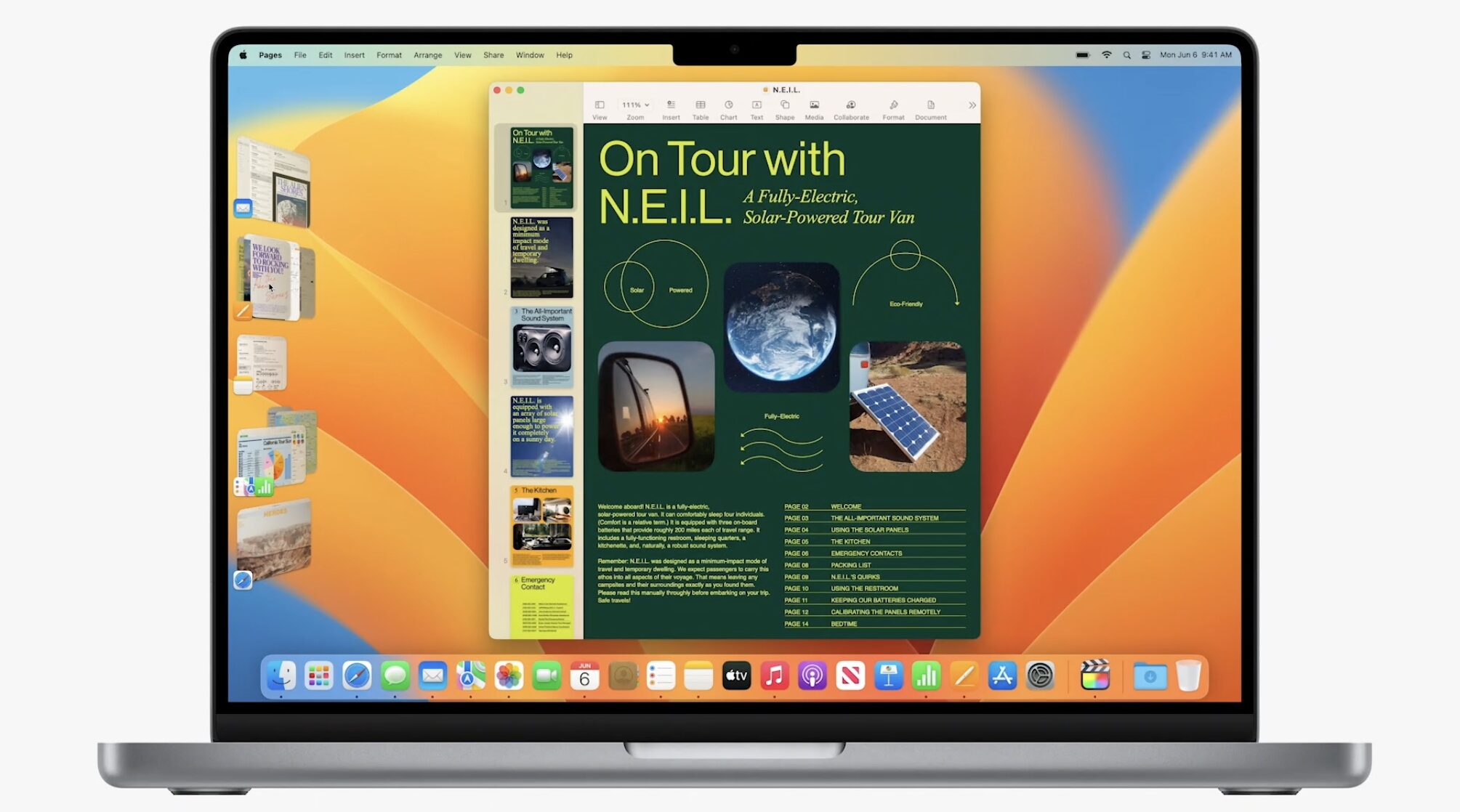 Un ordinateur portable MacBook Air exécutant la fonctionnalité Sage Manager dans macOS Ventura est présenté dans cette image marketing d'Apple