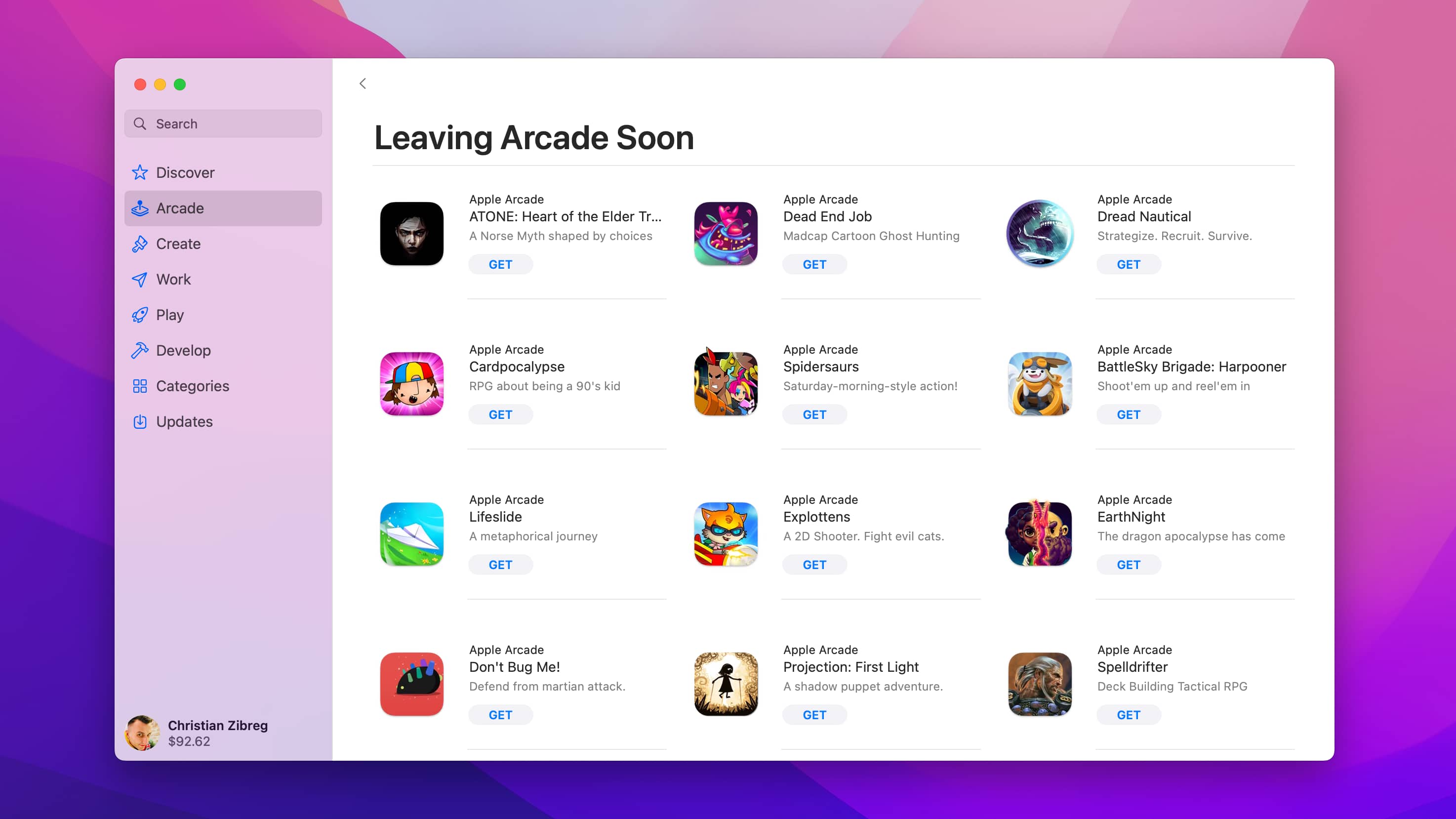 App Store sur Mac affichant la section Games Leaving Soon