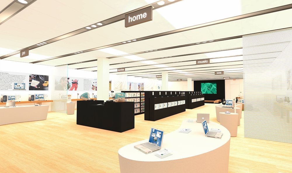 Le Genius Bar original du tout premier magasin d'Apple est représenté en graphismes 3D dans l'application Apple Store Time Machine
