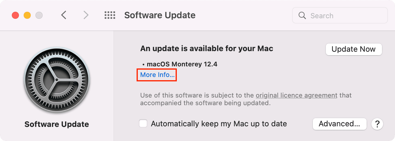 Plus d'informations dans la mise à jour du logiciel Mac
