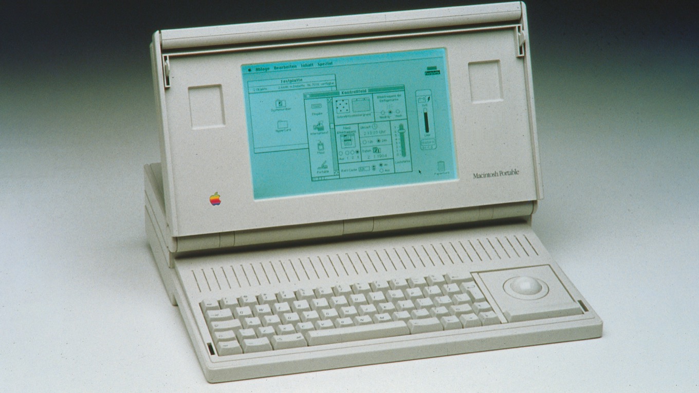 A picture of an old Apple Macintosh Portable
