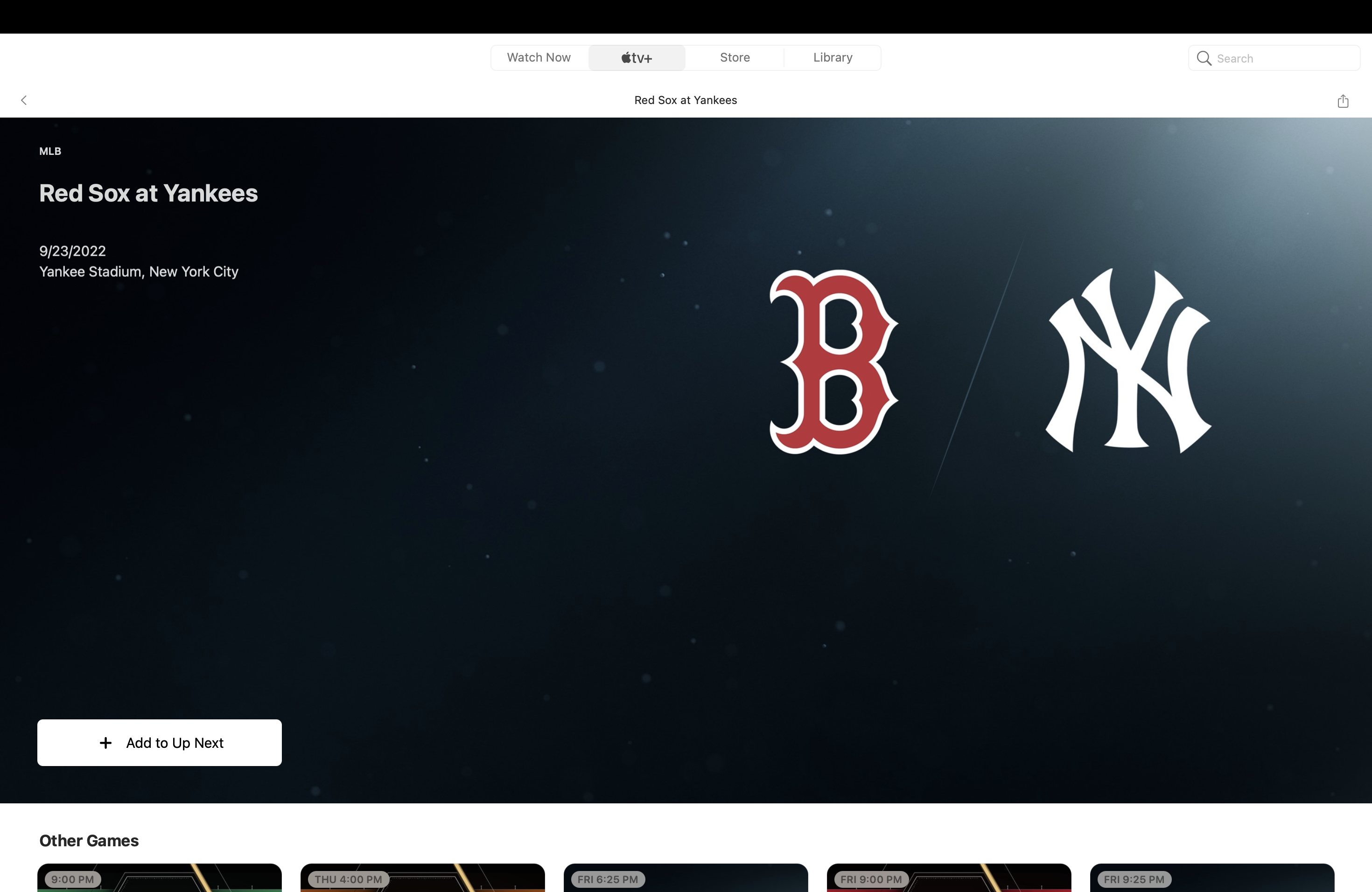 Red Sox contre Yankees sur l'application TV