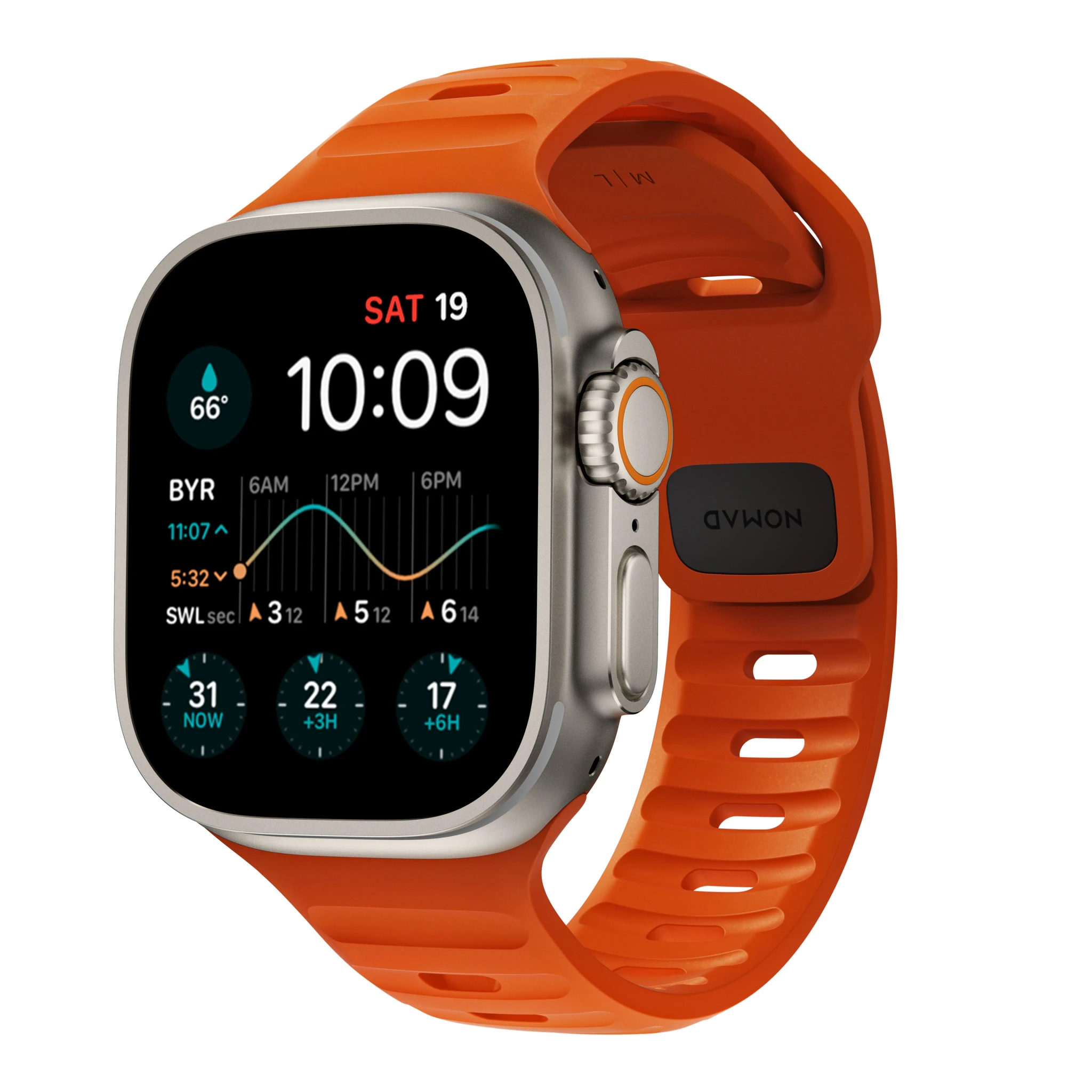 Bracelet sport orange Nomad pour Apple Watch.