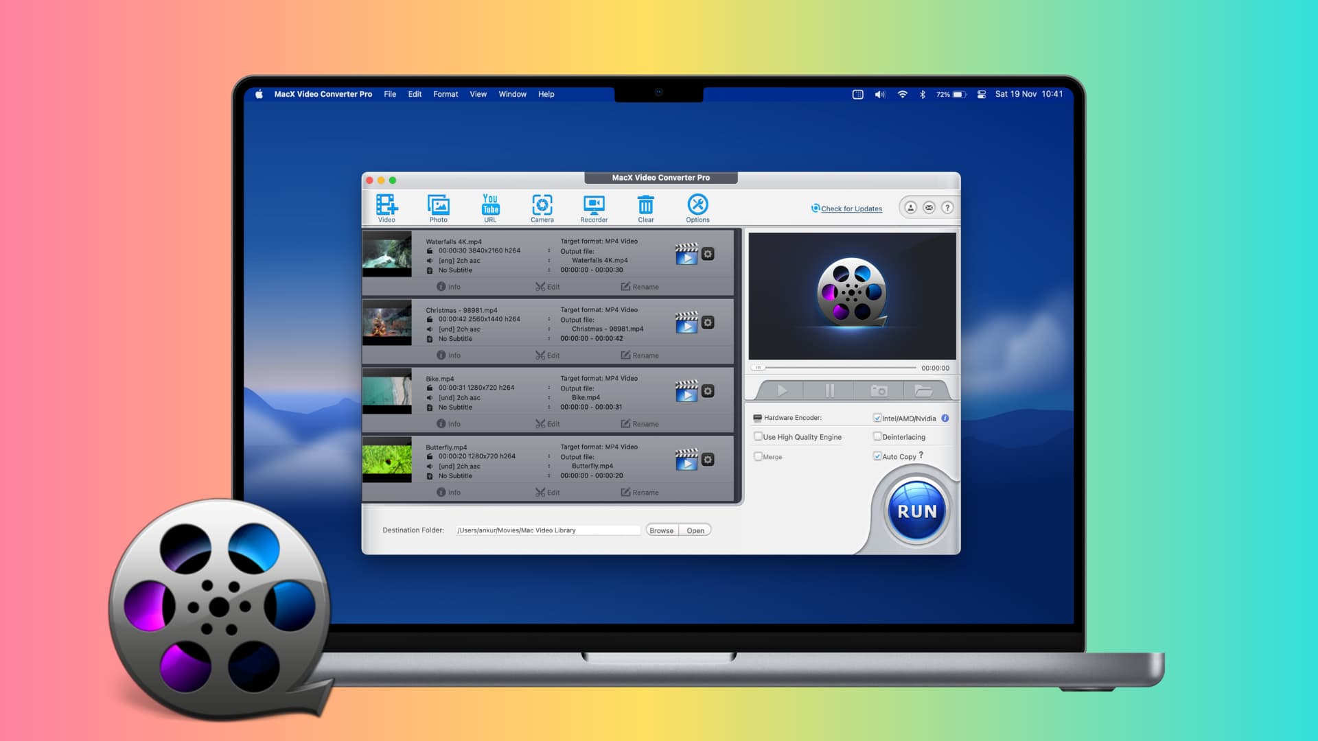 MacX Video Converter Pro fonctionnant sur MacBook