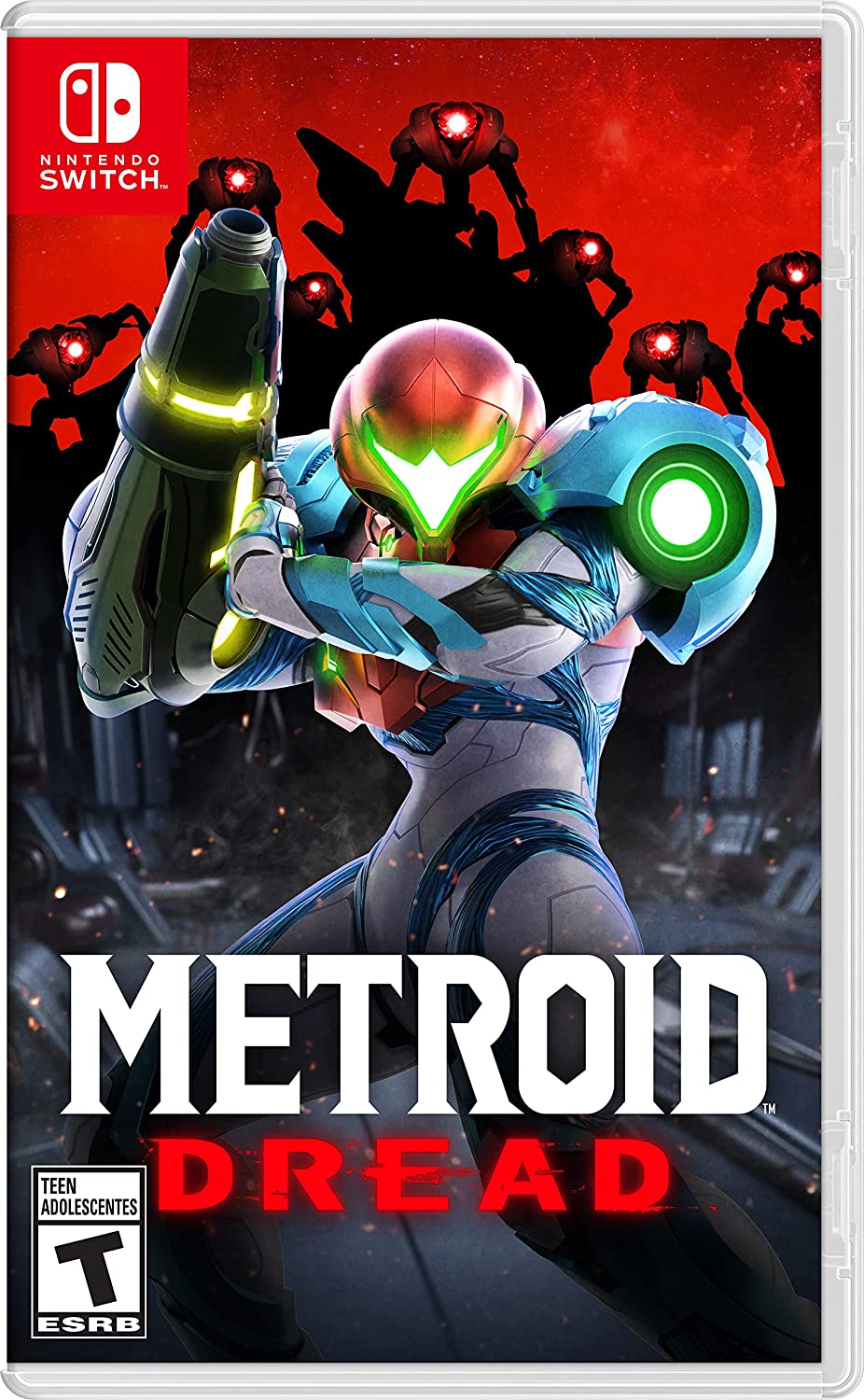 Metroid Dread cover artwork for Nintendo Switch.