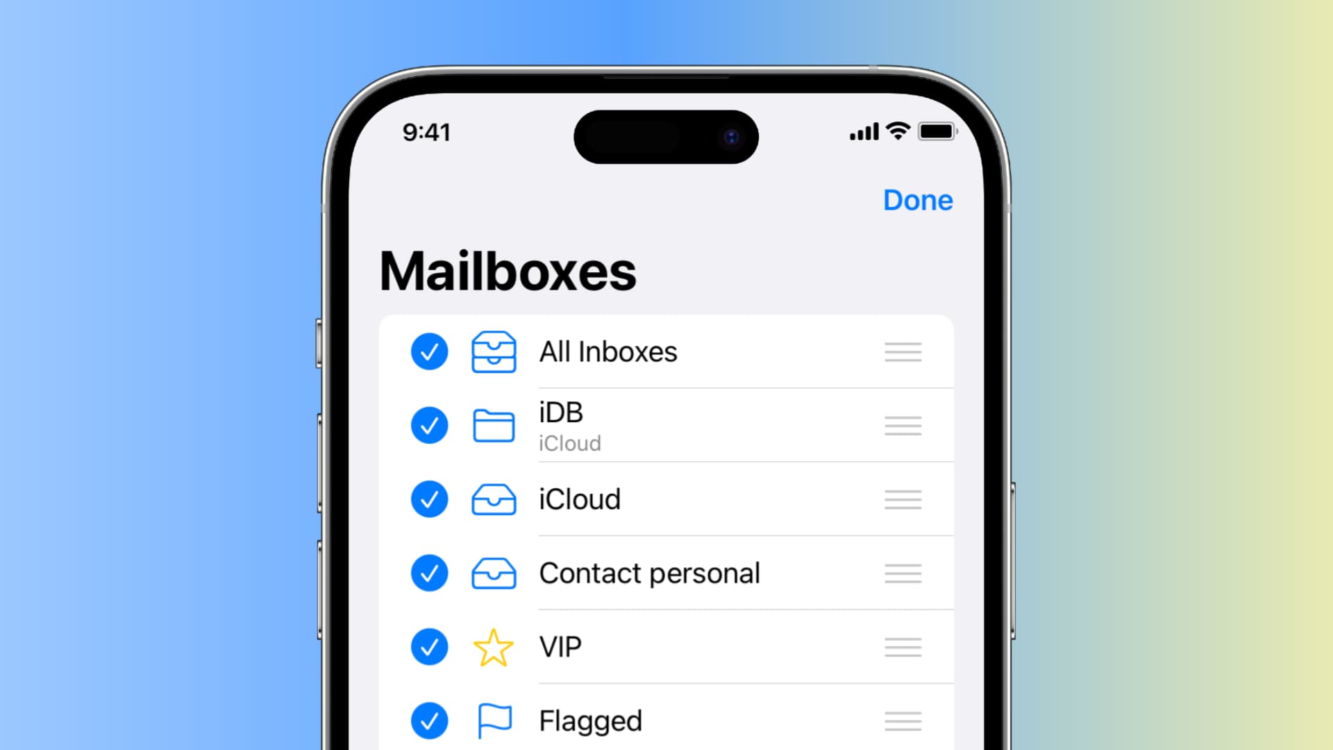Boîtes aux lettres dans l'application Mail sur iPhone