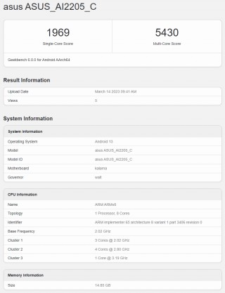 Asus ROG Phone 7 (et Pro ?) exécutant Geekbench 6
