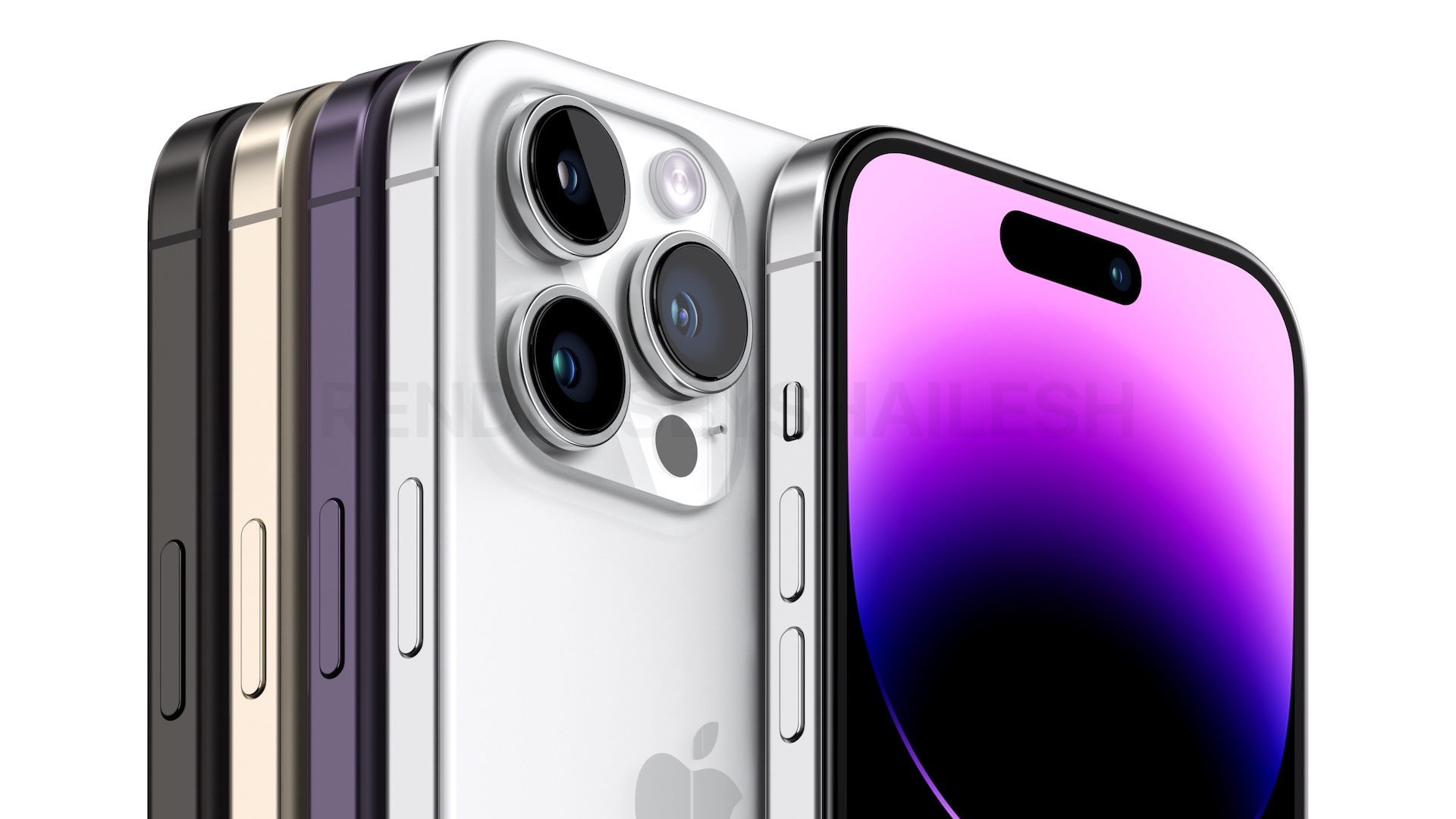 Render showing iPhone 15 Ultra in four colors