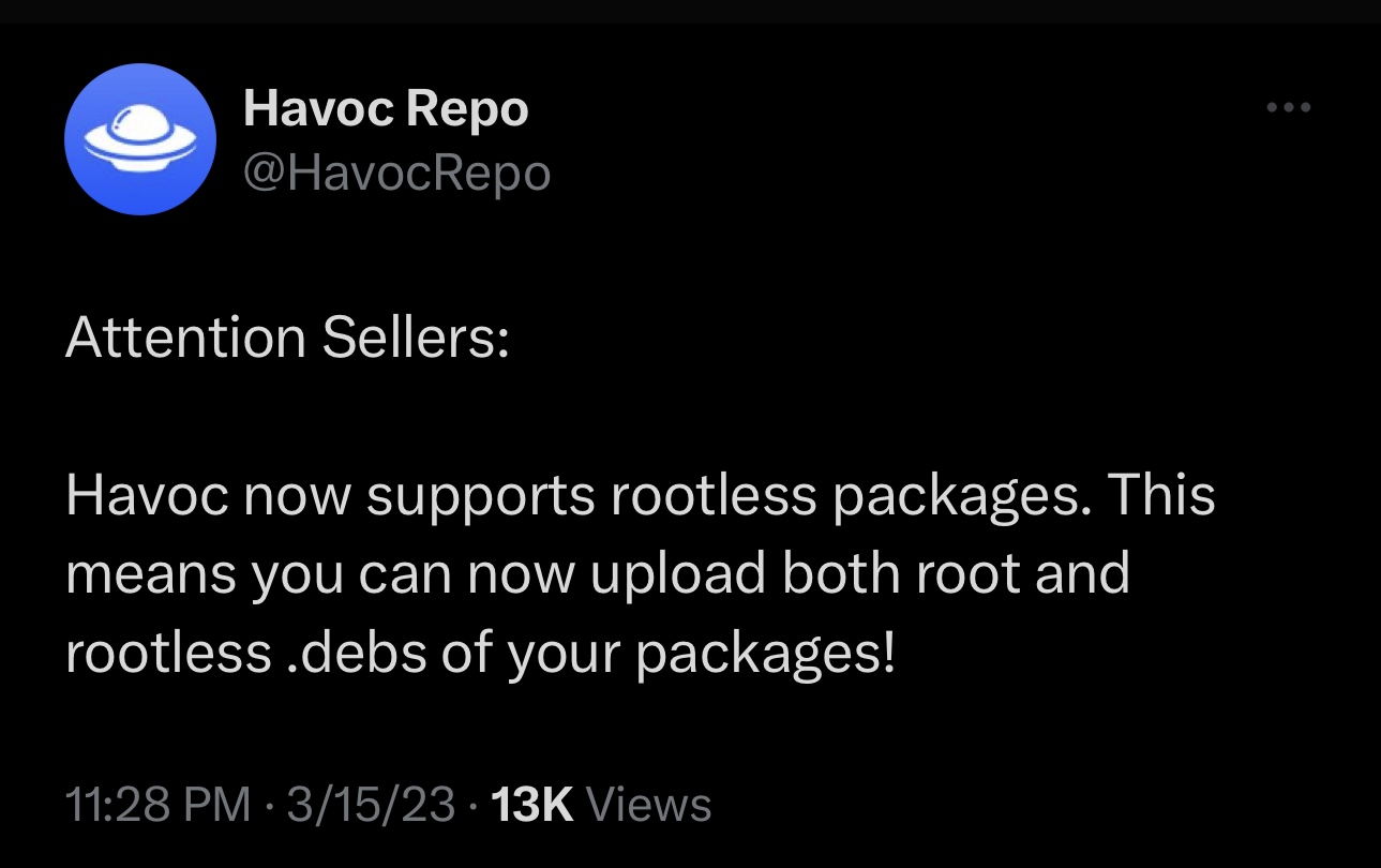 Havoc annonce la prise en charge des packages sans racine.