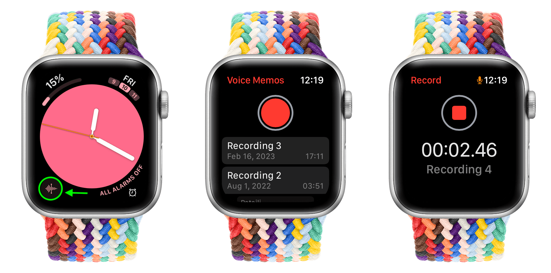 Application Mémos vocaux sur Apple Watch