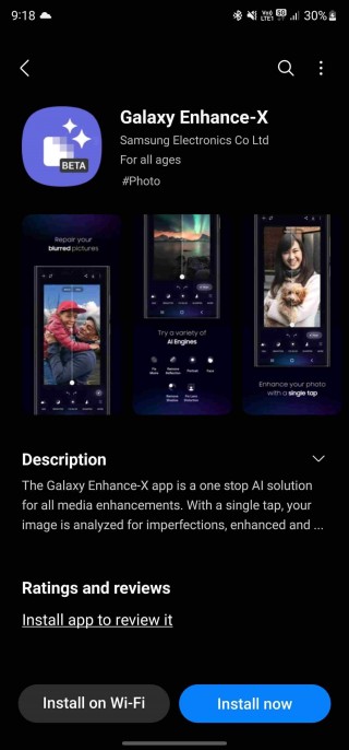 Application Samsung Galaxy Enhance-X sur le Galaxy Store