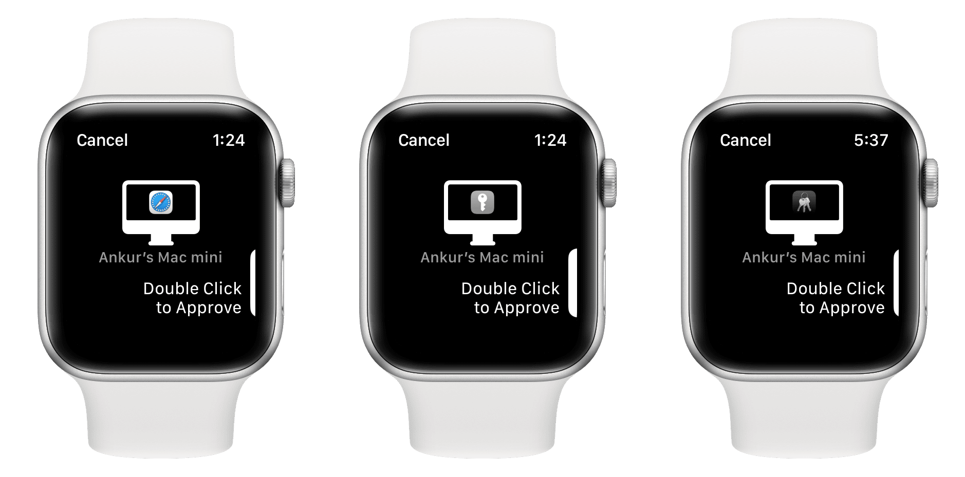 Apple Watch approuvant les demandes sur Mac