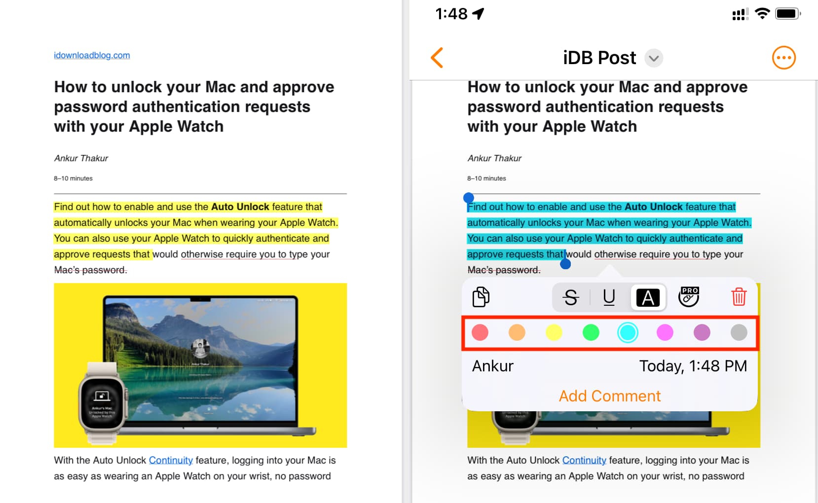 Modifier la couleur de surbrillance du texte dans un PDF sur iPhone