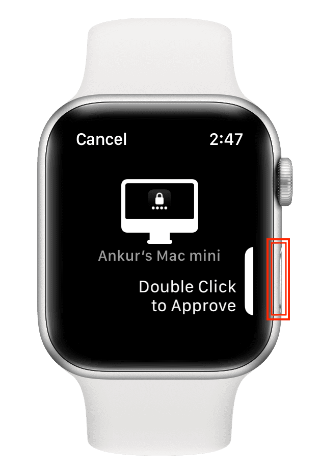 Double-cliquez sur le bouton latéral Apple Watch pour approuver l'authentification sur Mac