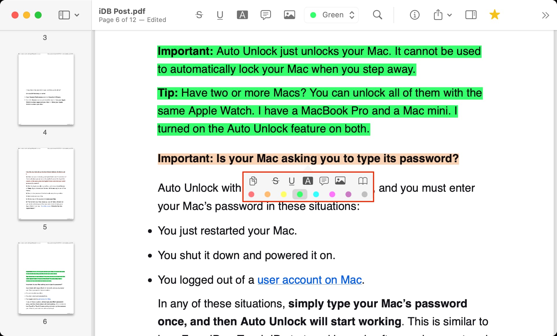 Modification de PDF dans l'application Highlights sur Mac