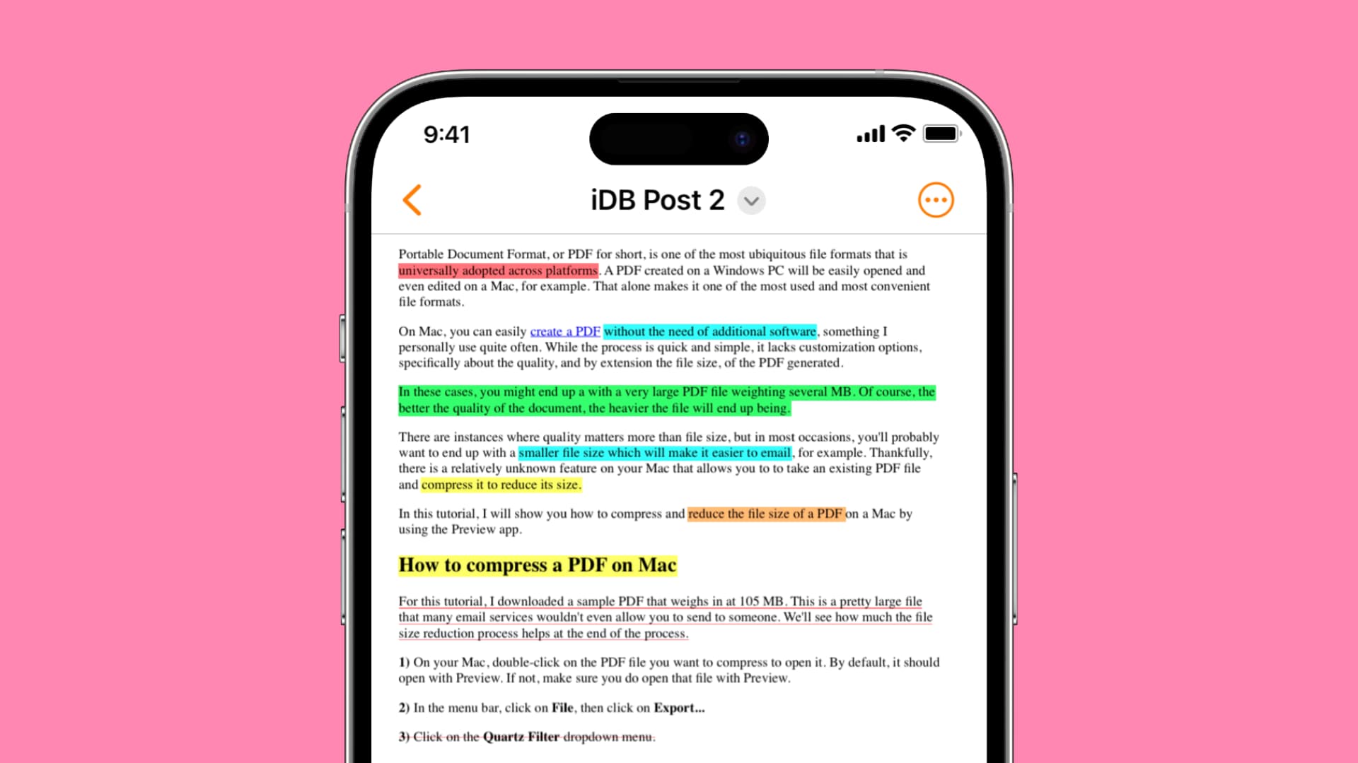 Surligner du texte dans un PDF sur iPhone