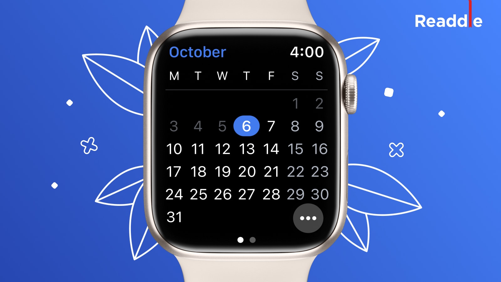 Parcourir la vue mensuelle des calendriers lisibles pour Apple Watch 