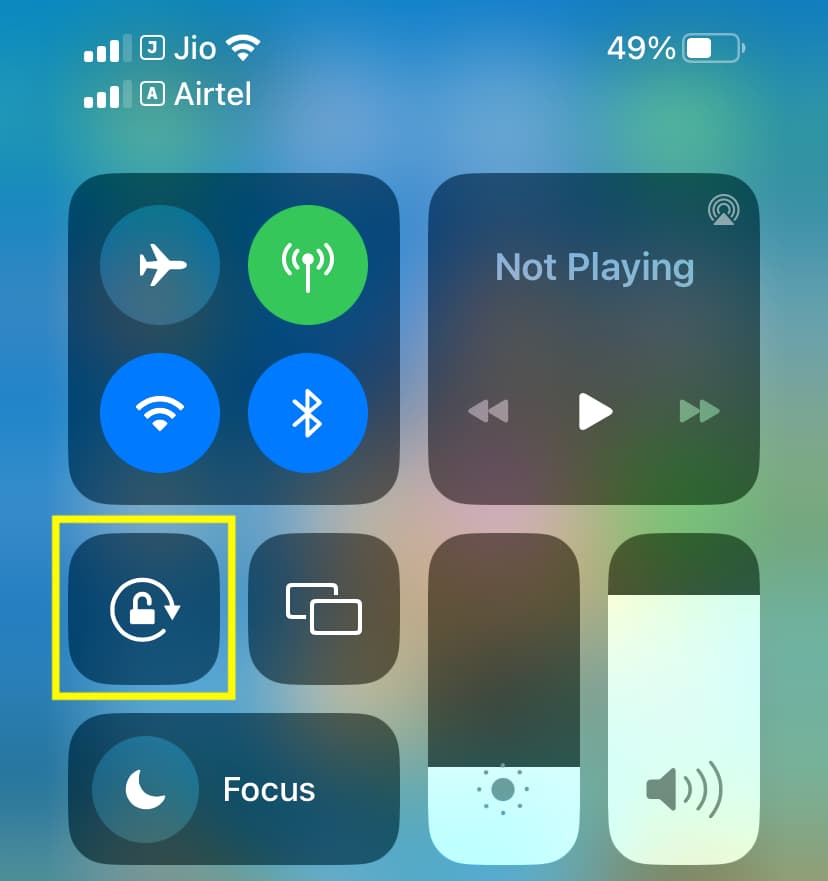Désactiver le verrouillage de la rotation de l'écran à partir du centre de contrôle de l'iPhone