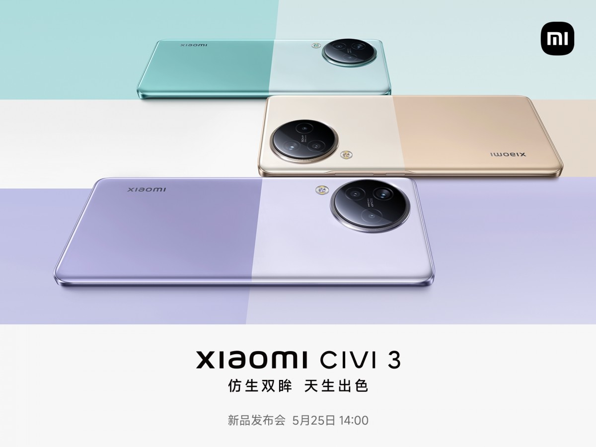 Xiaomi Civi 3 arrive le 25 mai dans quatre designs élégants