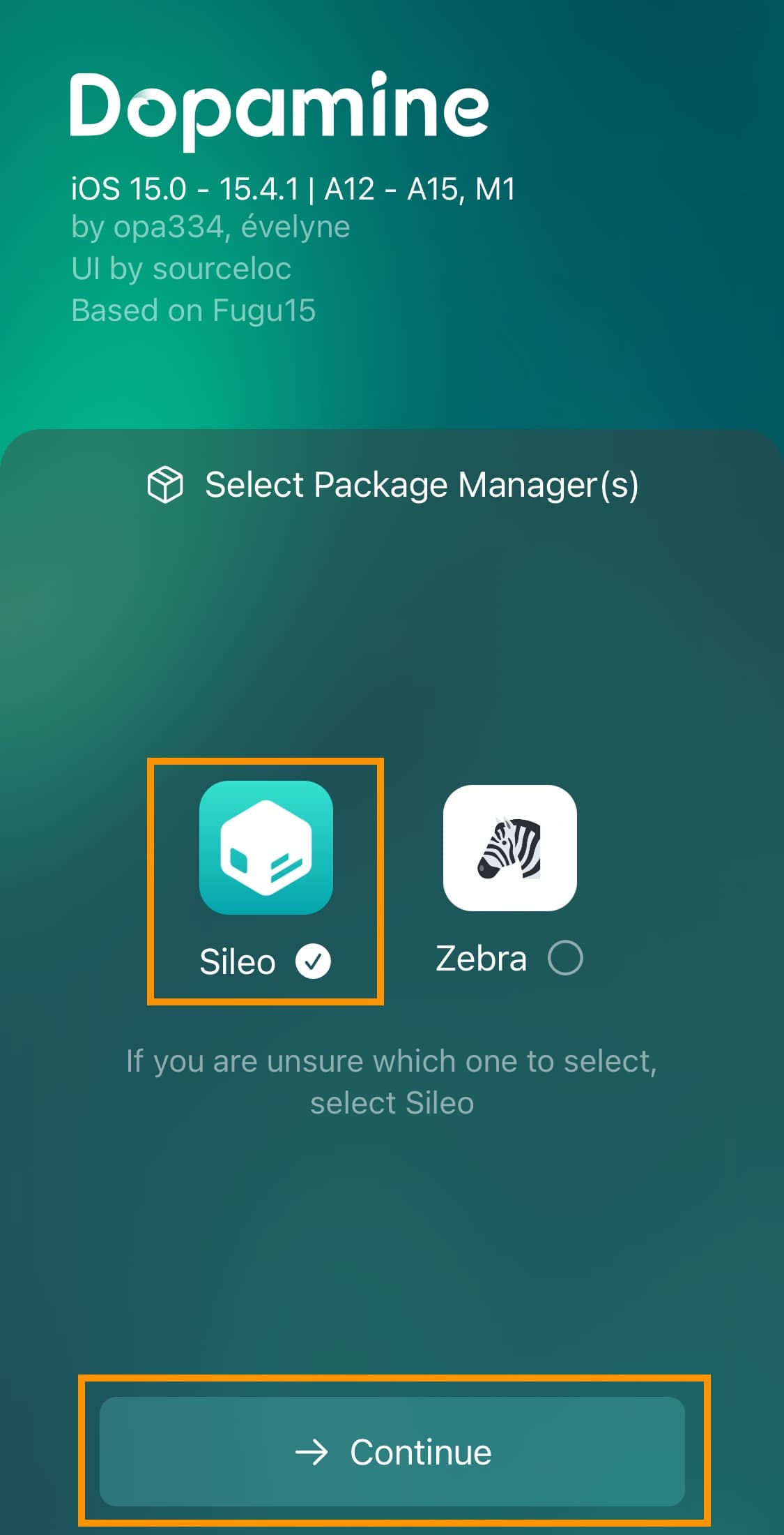 Dopamine select package manager app.