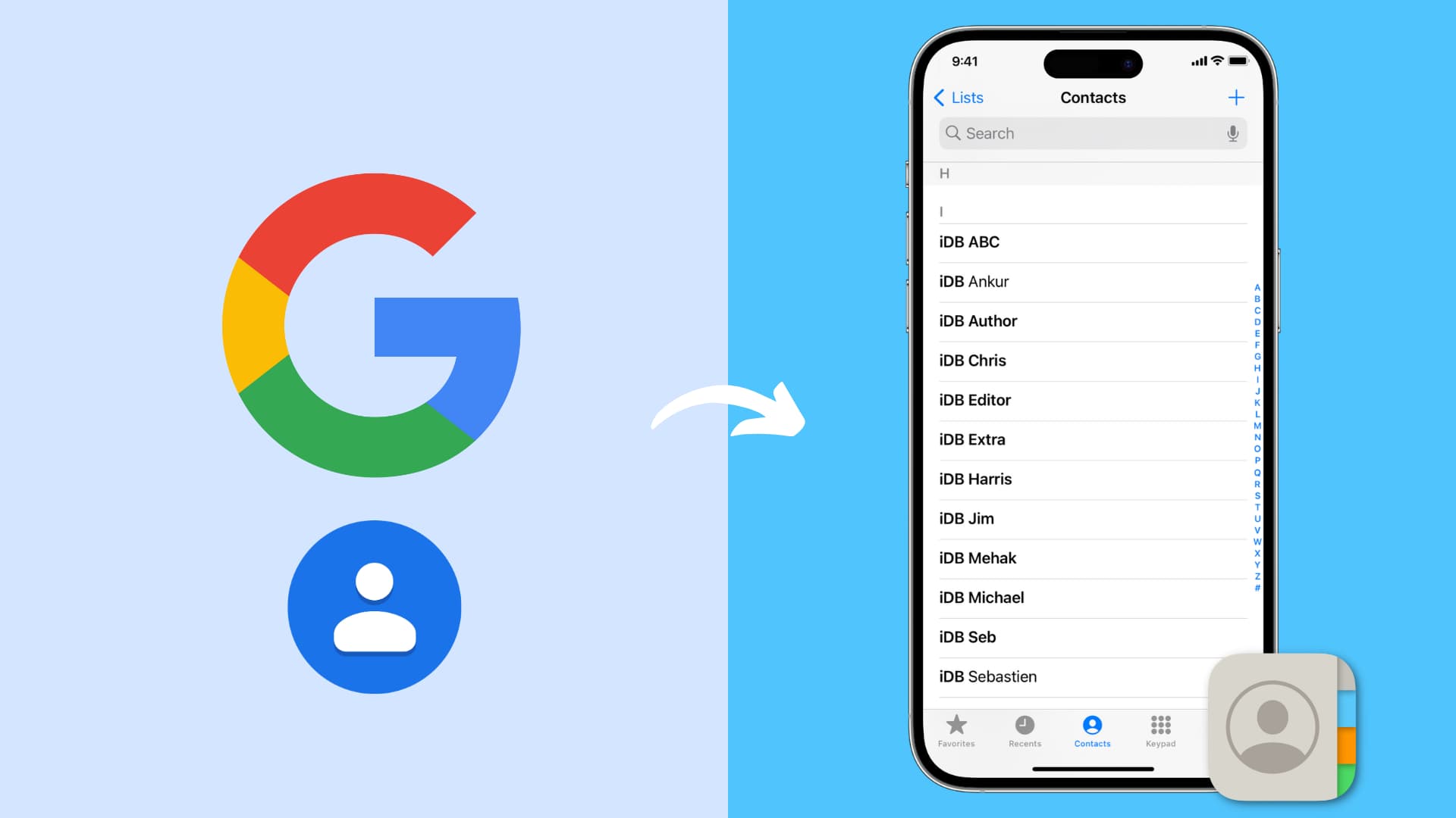 Obtenir Google Contacts sur iPhone