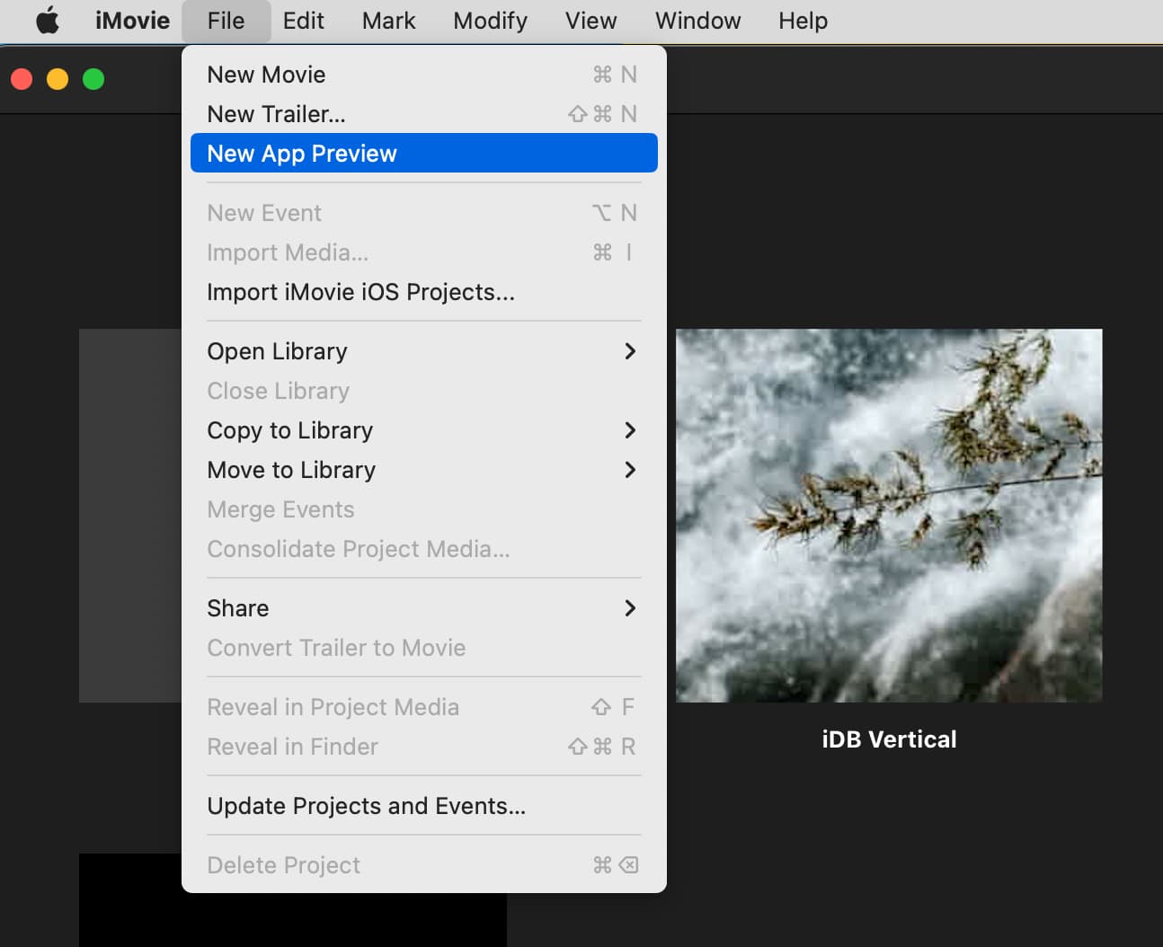 Nouvel aperçu de l'application dans iMovie sur Mac